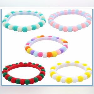 Pack of 5 Adjustable Pet Collars with Colorful Pompoms